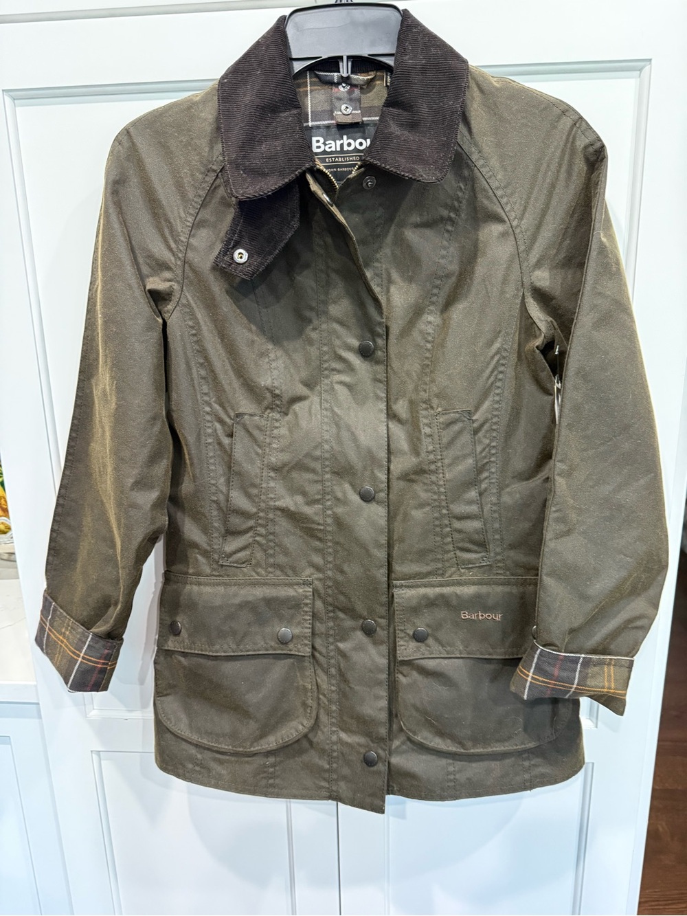 Barbour NEW Size 0 US Classic Beadnell Waxed Cotton Jacket  $398 MSRP